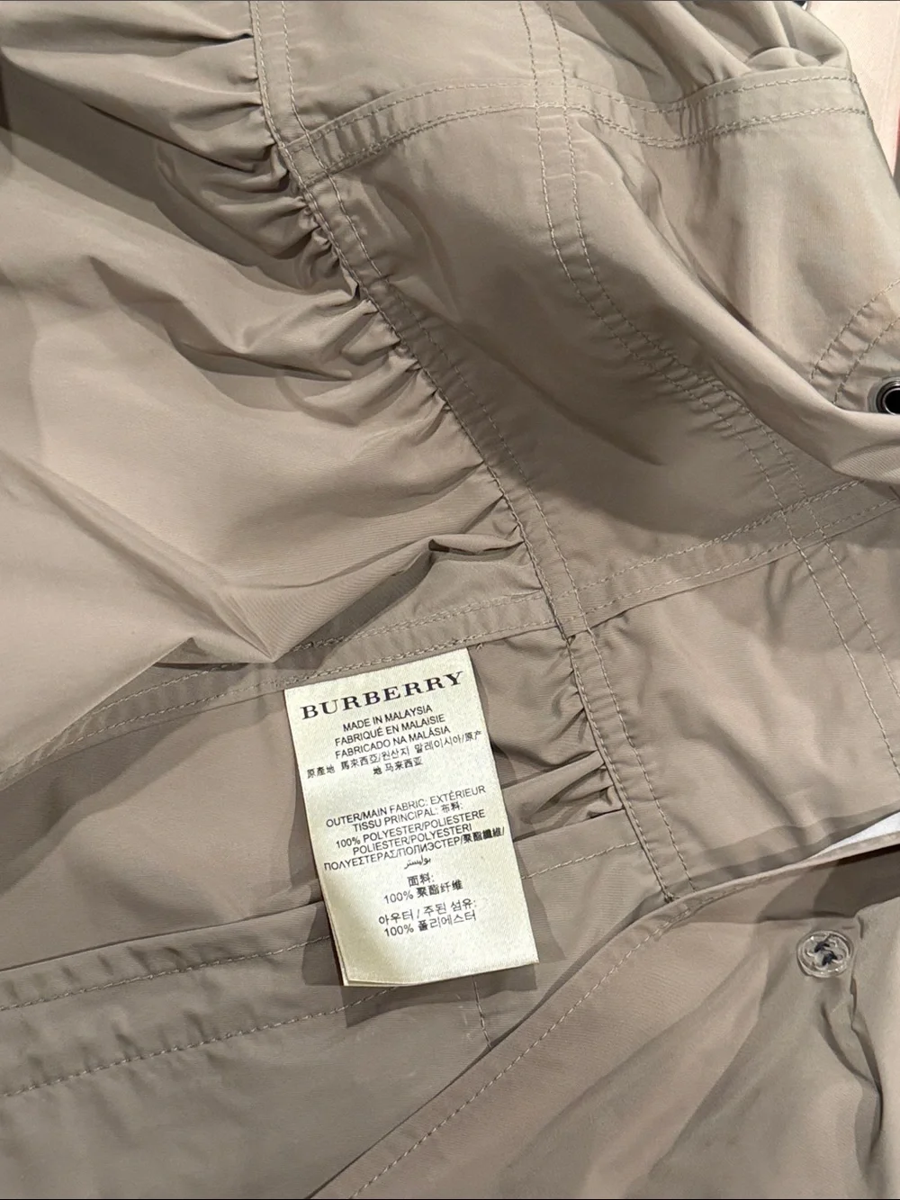 Burberry Brit Nova Check Trench Ruched Coat Raincoat Size 6 US Women’s Jacket - Picture 12 of 16